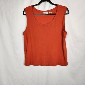 Chico's Womens Ribbed Tank Size 3‎ Cotton/Spandex Orange Layering Fall